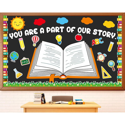 Ensemble de décorations de lecture de babillard - découpes de papier à livre ouvert, bibliothèque colorée pour la rentrée scolaire