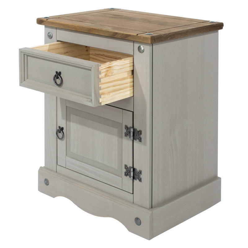 Solid Wood 3 Piece Bedroom Set, grey waxed finish
