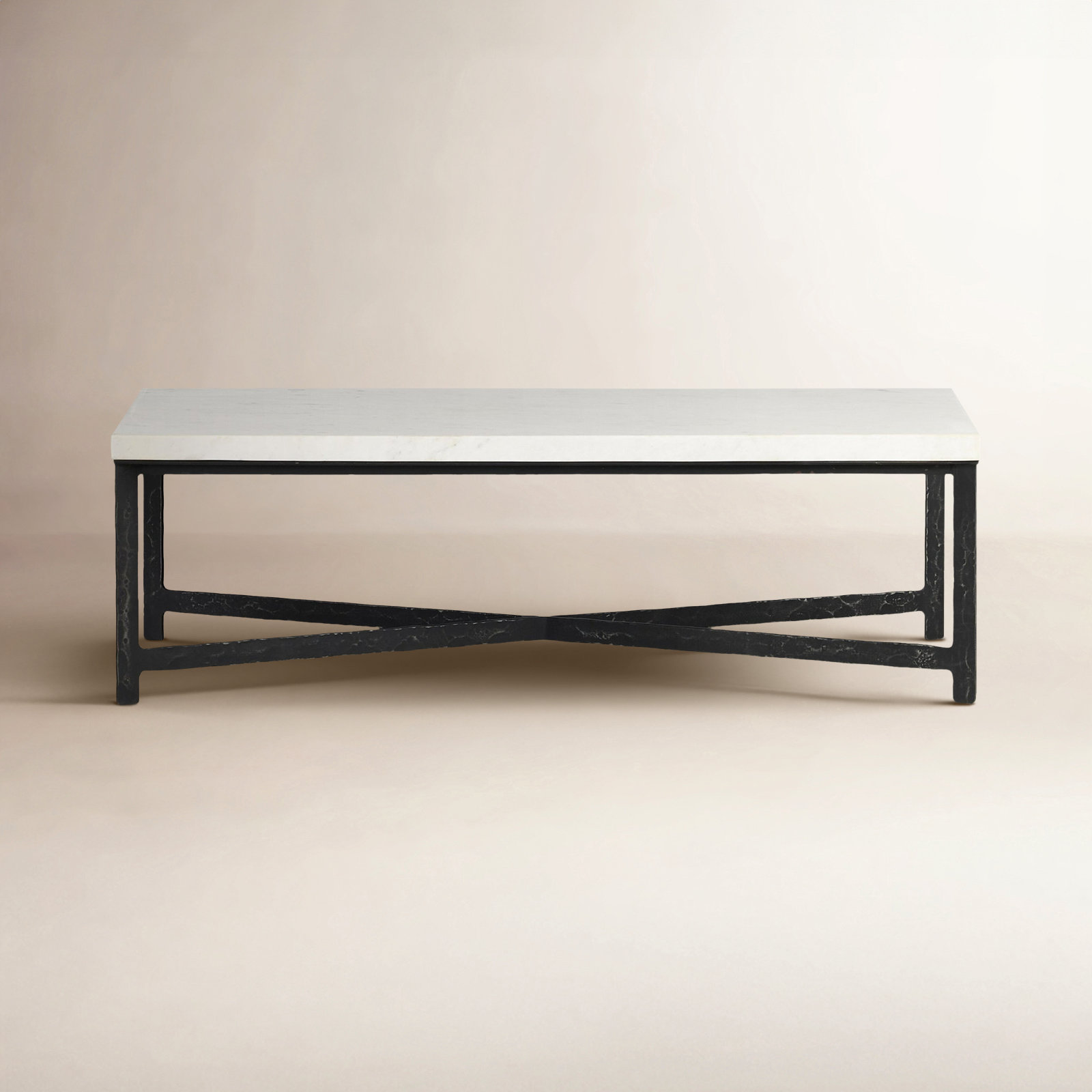 Nelida 30" Marble Coffee Table, White Marble Top/Hammered Antique Brass Base