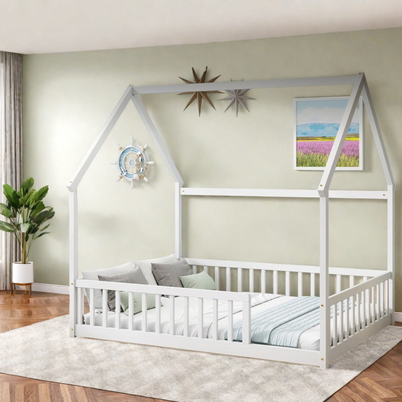 Lits de plancher Safe House, structure de ferme en bois de pin pour chambre d'enfant