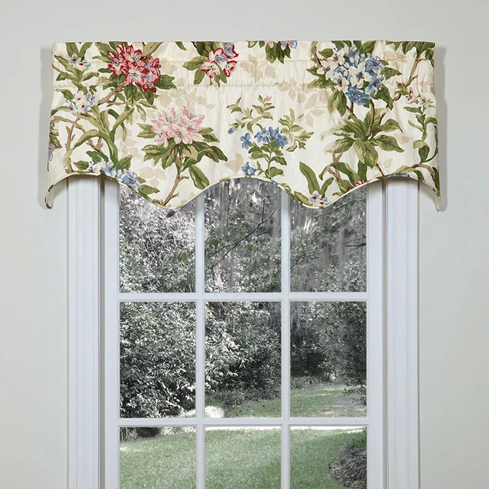 Eaman Floral Cotton Blend 100'' W Window Valance in