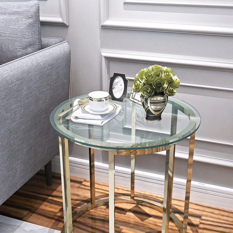 Plateau de table rond en verre trempé de 20 po, verre transparent, bord plat de 1/4 po d'épaisseur poli (seulement le plateau)