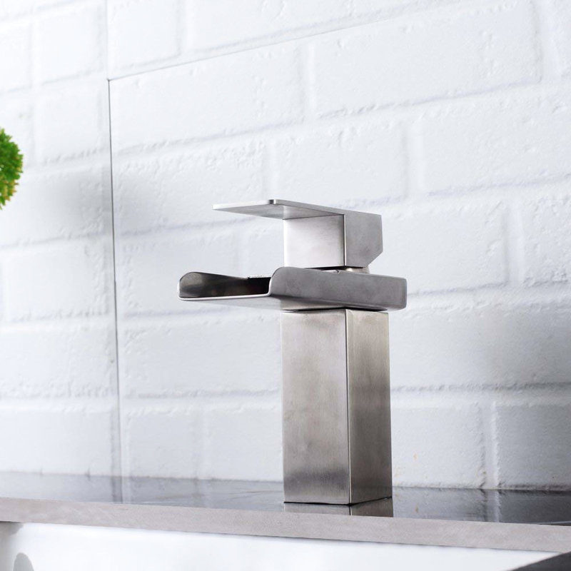 Brushed Nickel Bathroom Faucet - Single Hole, Stain- Finish Nickel, Ideal For Modern Bathrooms