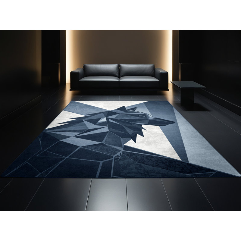 Tapis gris moelleux et moelleux à motif géométrique Wolfford, 6x9
