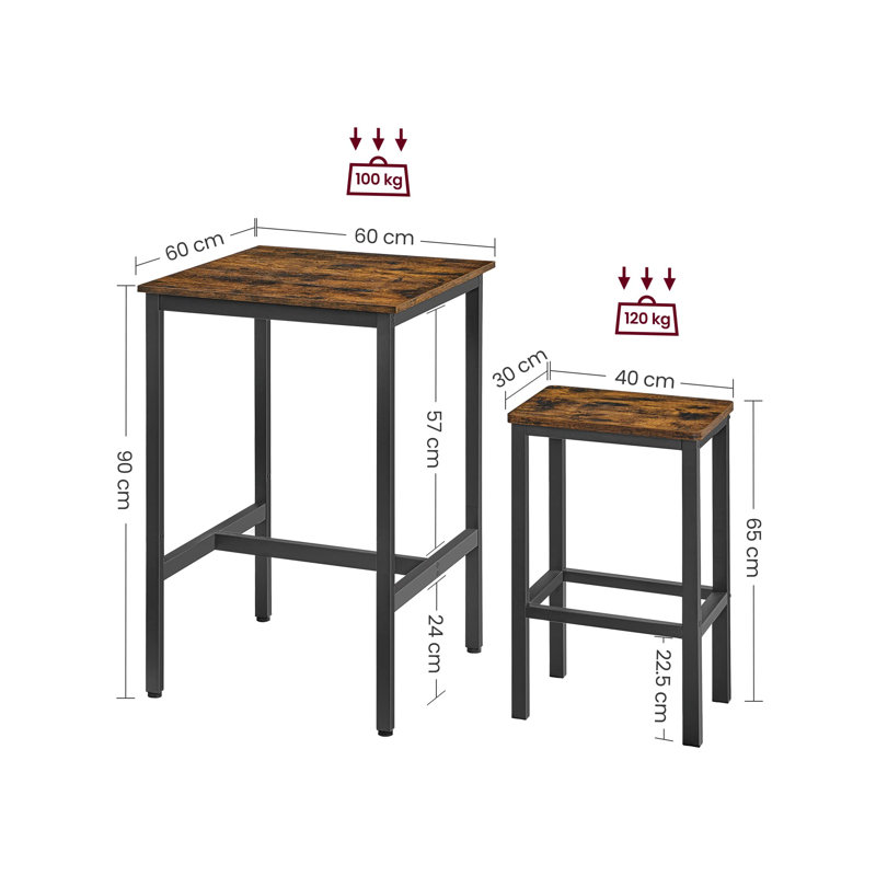 Terryville 2 - Person Dining Set, Rustic Brown