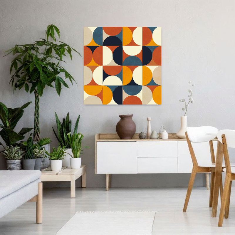Art contemporain abstrait géométrique coloré, H 36 po x l 36 po