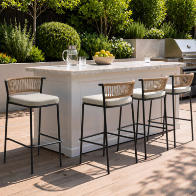 4 People Metal Outdoor 29.1'' Bar Stool