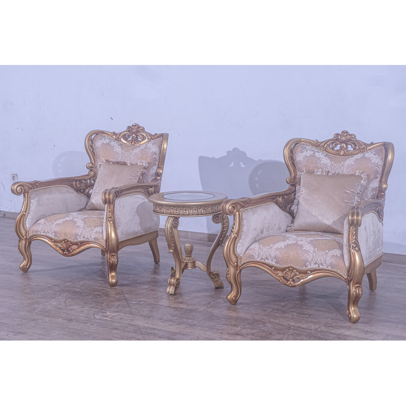 Armchair, Brown Linen Blend, Gold