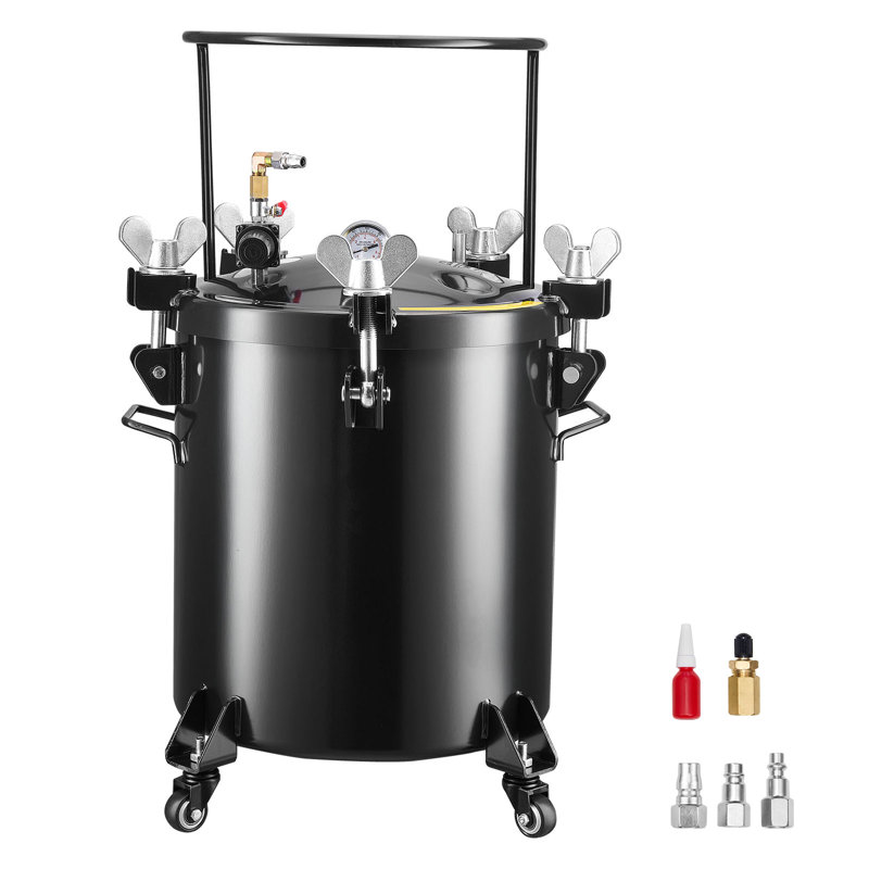 Réservoir de peinture à pression, pot à pression en acier robuste de 10,6 gallons / 40 L, pots de pression de peinture en aérosol avec trois raccords rapides pour un usage domestique, bricolage, créations artistiques, réservoir de grand diamètre