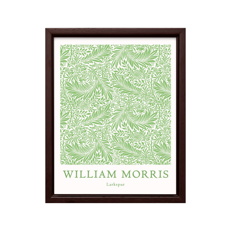 William Morris - Larkspur No8, 16"H x 20"W, Canvas, Brown Framed