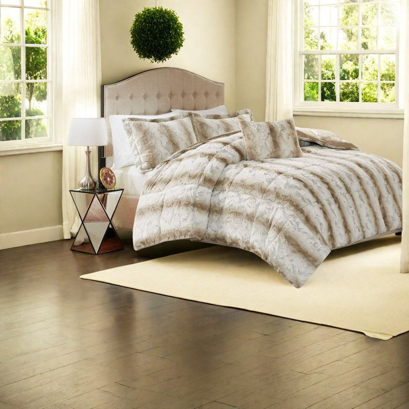 Ensembles de literie de luxe en fausse fourrure, polyester grand lit, confort moderne