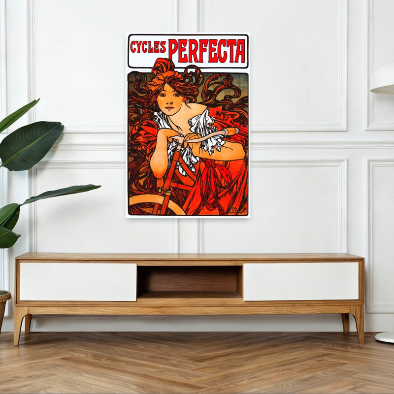 Cycles Perfecta Classic Colorful Delicate Summer Wall Art Print by Alphonse Mucha - Wrapped Canvas Print