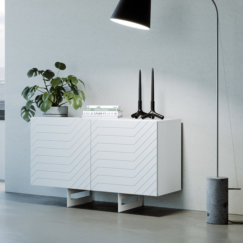 Faydean 110cm Sideboard, White/White