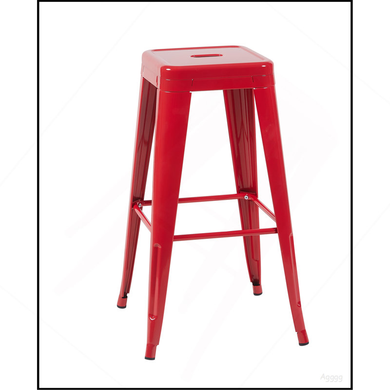 Tabouret à hauteur de comptoir de 30 pouces, ensemble de 2 tabourets de bar en métal sans dossier, non empilable, amovible et facile à assembler, conception peu encombrante pour îlot de cuisine / bar / café / salle à manger (rouge)