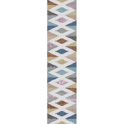 Cherrel Geometric Machine Woven Polypropylene Area Rug in Gray/Yellow/Blue