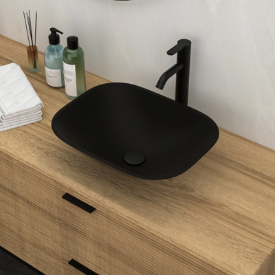 Robinet noir mat avec lavabo de salle de bain en verre trempé et drain escamotable fiable - assure un problème - l'expérience efficace améliore l'esthétique