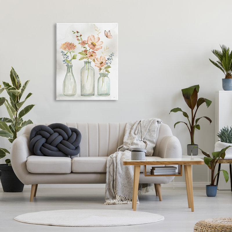 «Pink Flowers» par Nan Nan, H 40 po x l 30 po x P 1,5 po, Toile tendue