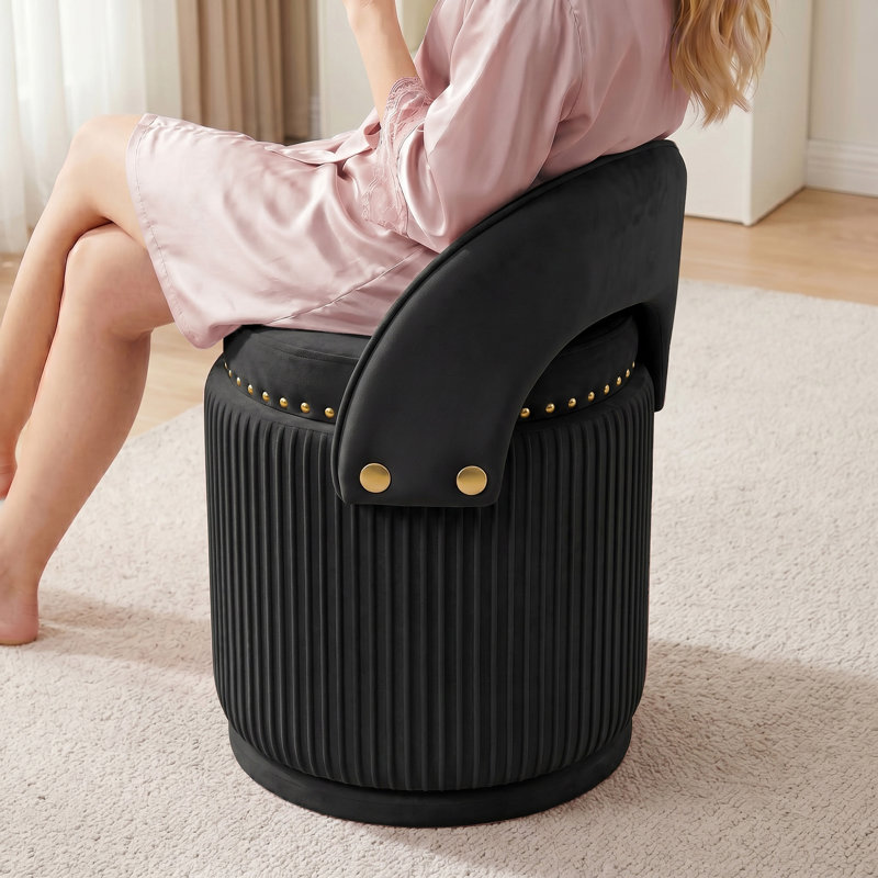 Fauteuil d'appoint pivotant à 360 ° avec rangement - Tabouret de coiffeuse et fauteuil de coiffeuse pour le salon, la chambre à coucher et la salle de maquillage