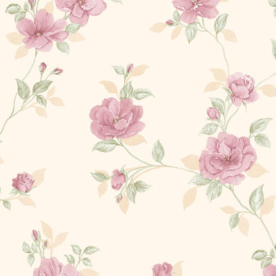 Pre-Pasted Vinyl Floral Wallpaper Roll