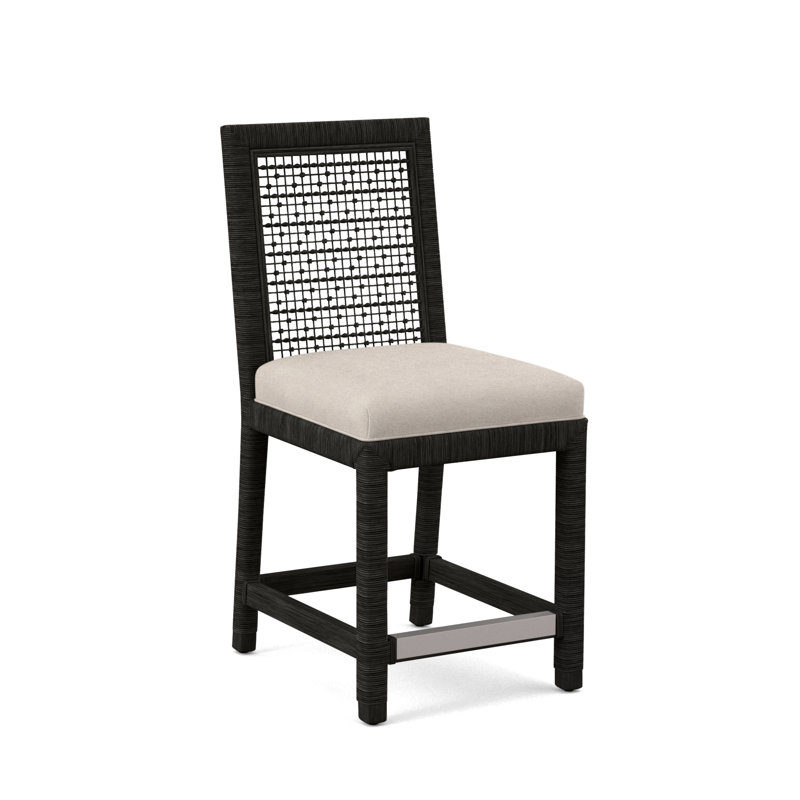 Pine Isle 24" Counter Stool, Sunbrella Beige Pinstripe; 6205-74, Antique Black