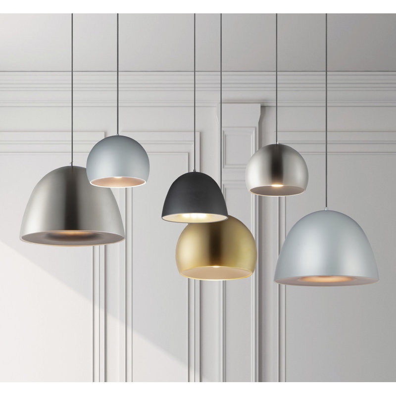 Natosha 1 - Light LED Single Pendant, Satin Nickel/Black, 16.5" H x 23.5" W x 23.5" D
