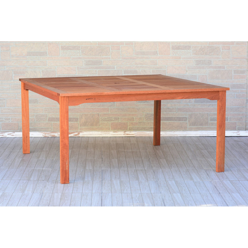 Audre Square Eucalyptus Outdoor Dining Table With Umbrella Hole , 59'' in. W 59'' in. D
