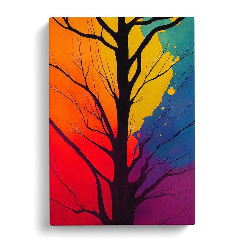Colourful Abstract Tree No.2 - Wrapped Canvas, 76cm H x 50cm W