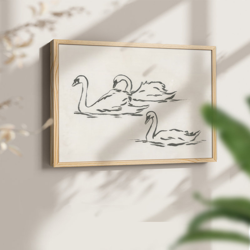 Swan Sketch I -Framed Print - Restickable, H 8 po x l 10 po, Naturel