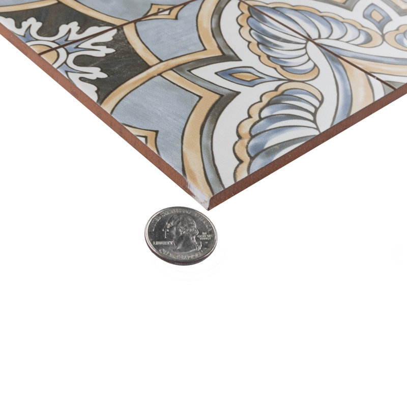 Harmonia 13" x 13" Ceramic Patterned Wall & Floor Tile, Blue