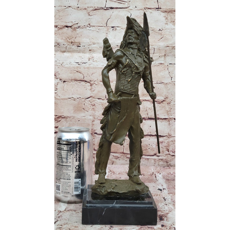 Sculpture Native American Warrior en bronze - Art traditionnel de la tribu des plaines