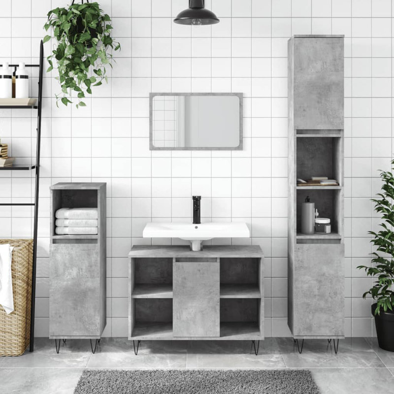 Huard Freestanding Linen Cabinet, Concrete Grey