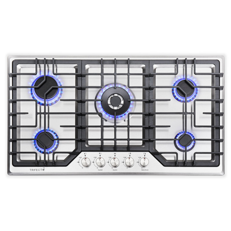 Trifecte 36" Silver Natural Gas 5 Burner Cooktop