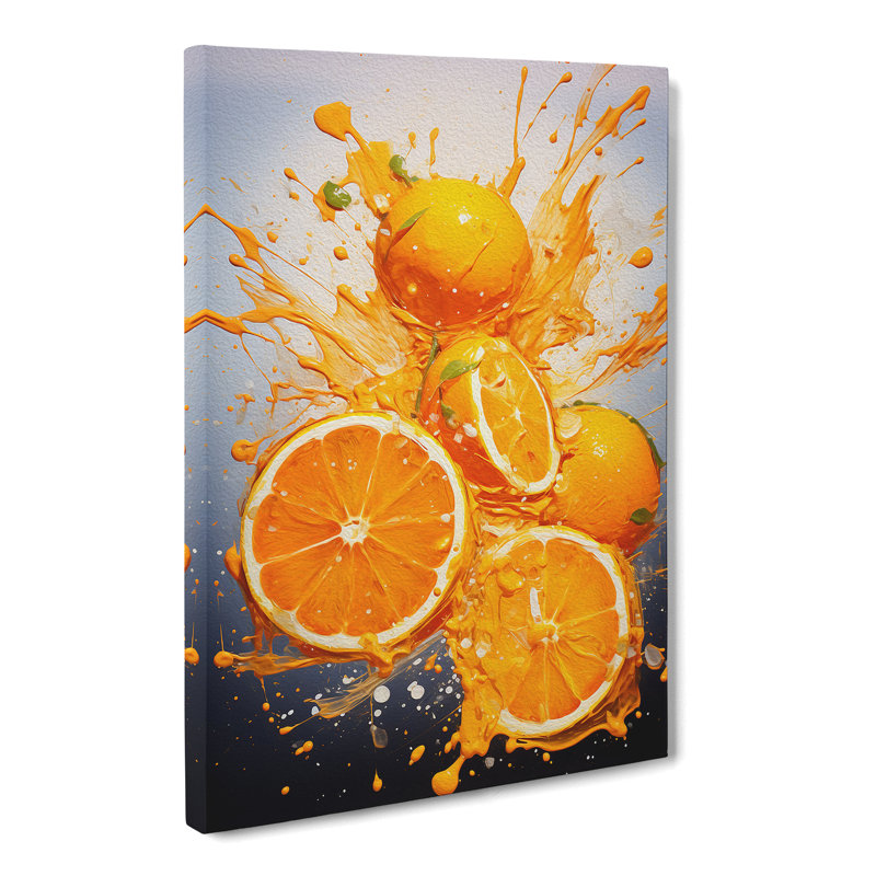 Orange Fruit Action Painting - Wrapped Canvas, 76cm H x 50cm W x 3cm D