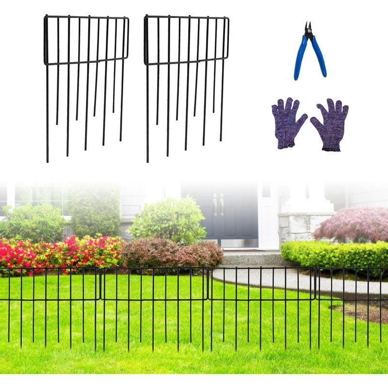 Ensemble de 19 clôtures de barrière décoratives pour animaux en métal antirouille de 20,6 pi (L) x 12,6 po (H)