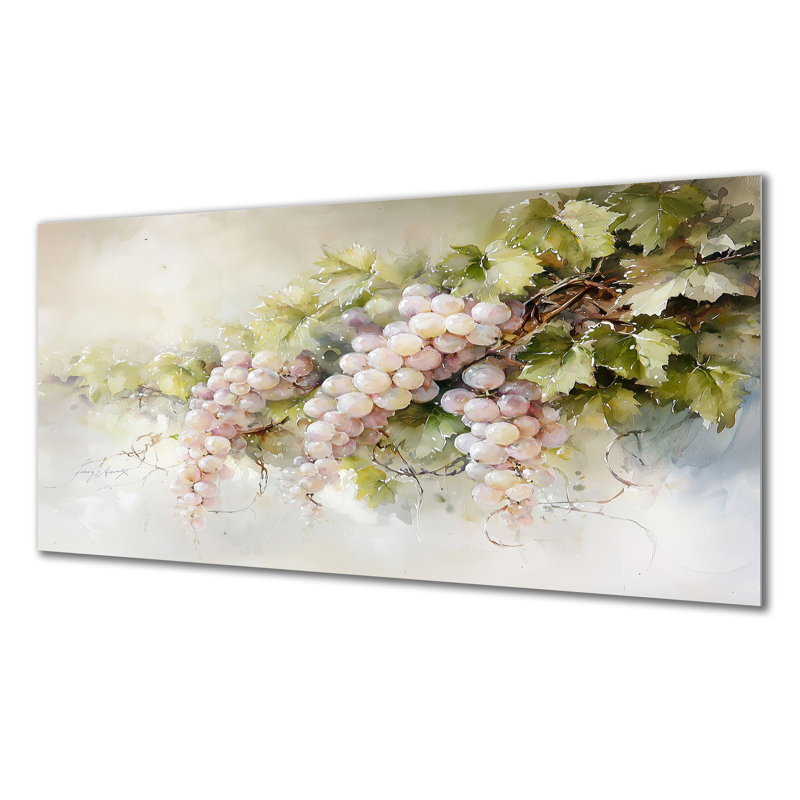 Watercolor Vines In France I - Vineyard, impression murale sur métal, H 28 po x l 60 po