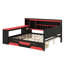 Lit de jour contemporain orienté jeu avec bureau et éclairage intégrés, structure de lit en bois comprenant 3 sections, tête de lit avec bibliothèque-1916367565-1916367564