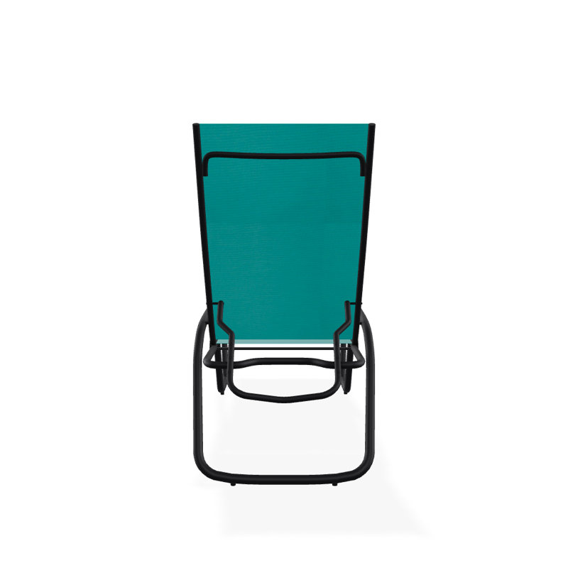 Outdoor Rust-Resistant Metal Chaise Lounge, Textured Black, Aqua