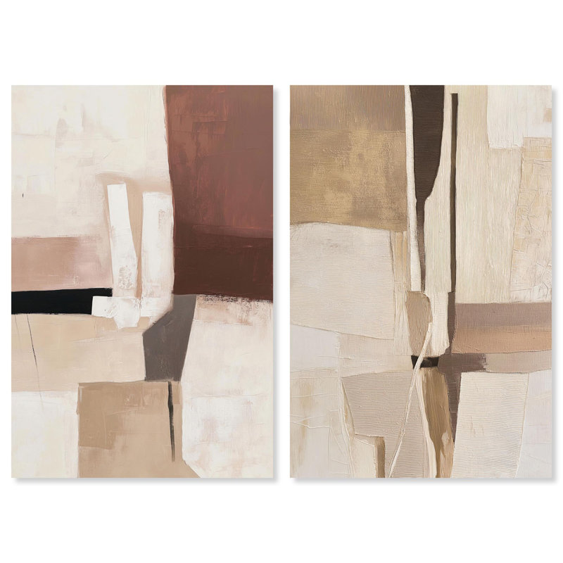 "Plaster Collage Boho Art", ensemble de 2 impressions sur toile , Toile tendue, Ne s’applique pas, H 24 po x l 16 po