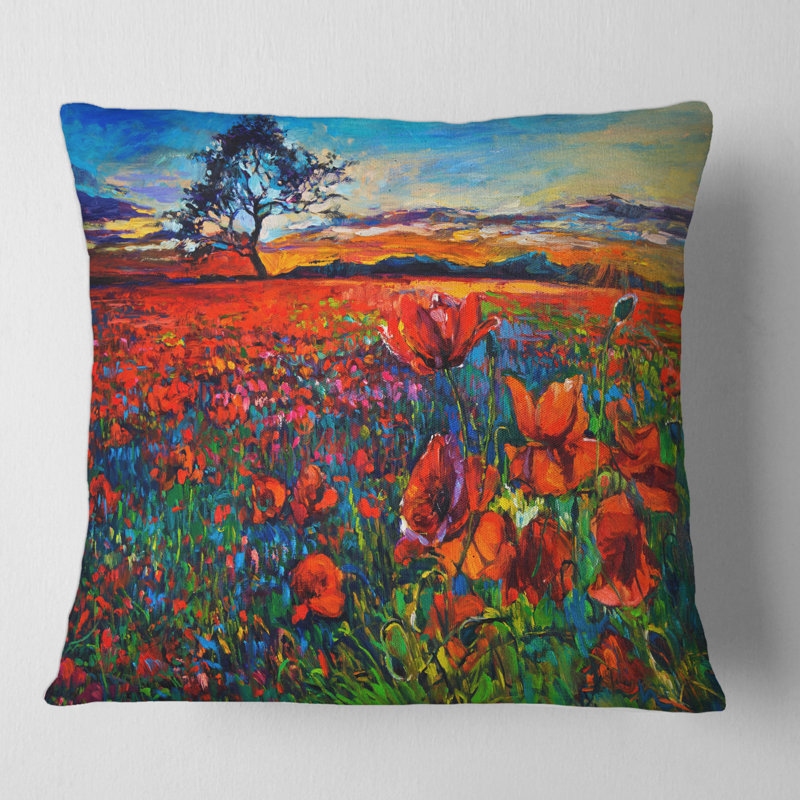 Floral Throw Pillow, 16" x 16"
