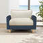 Fauteuil d'appoint en laine d'agneau deux tons 45 po bleu foncé et crème