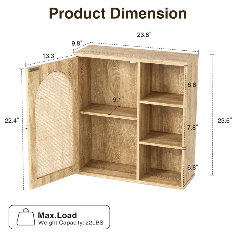 Armoire de salle de bain en rotin avec porte