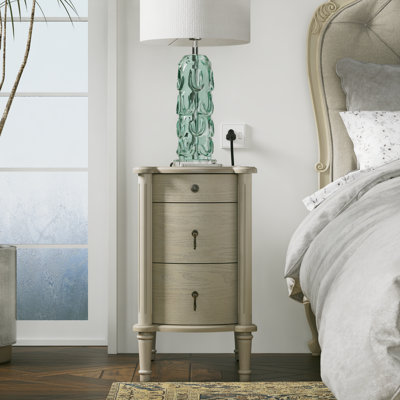 Mid-Century 3 Drawer Nightstand With Charging Station