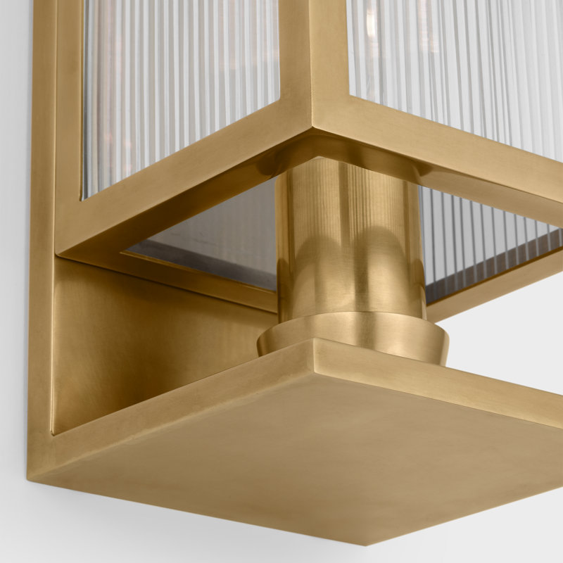 York Flush Mounted Sconce, Soft Brass, 16.25" H x 5" W x 5" D