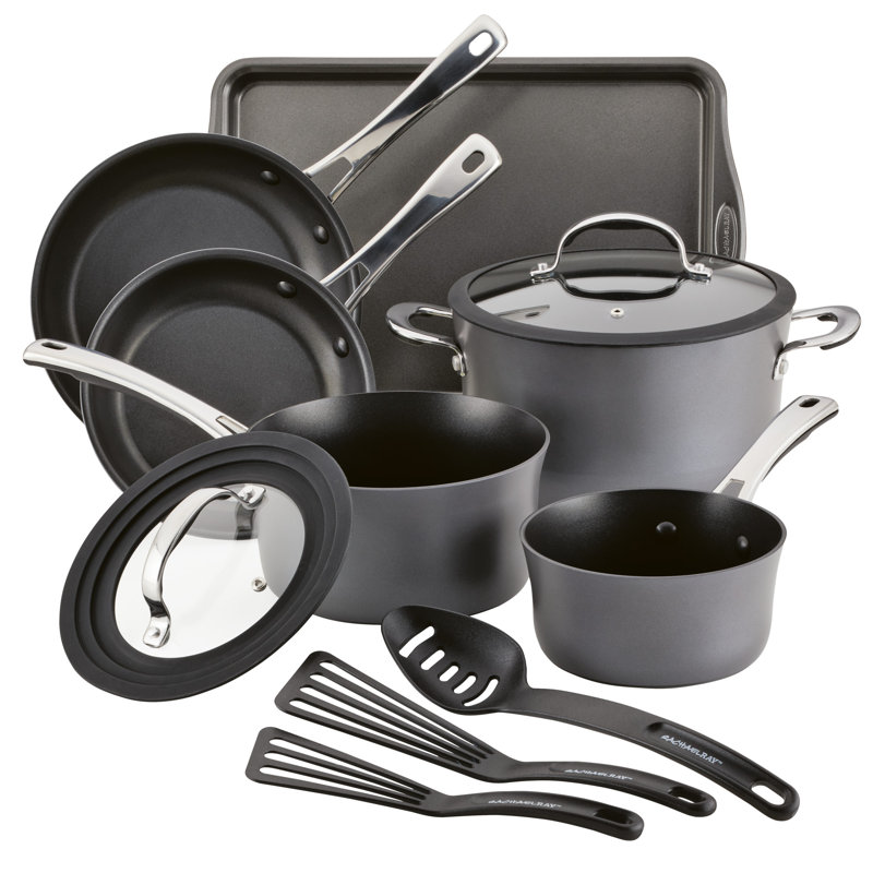 Rachael Ray Cook + Create Hard Anodized Nonstick Cookware Set, 11-Piece