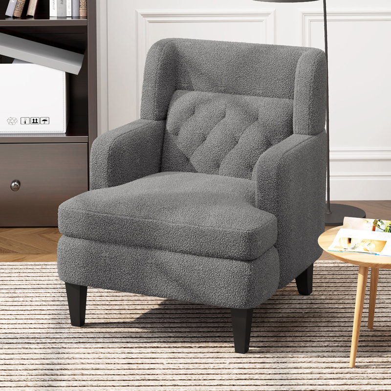 Chaise d'appoint rembourrée Charvae, Gris Teddy incorrect