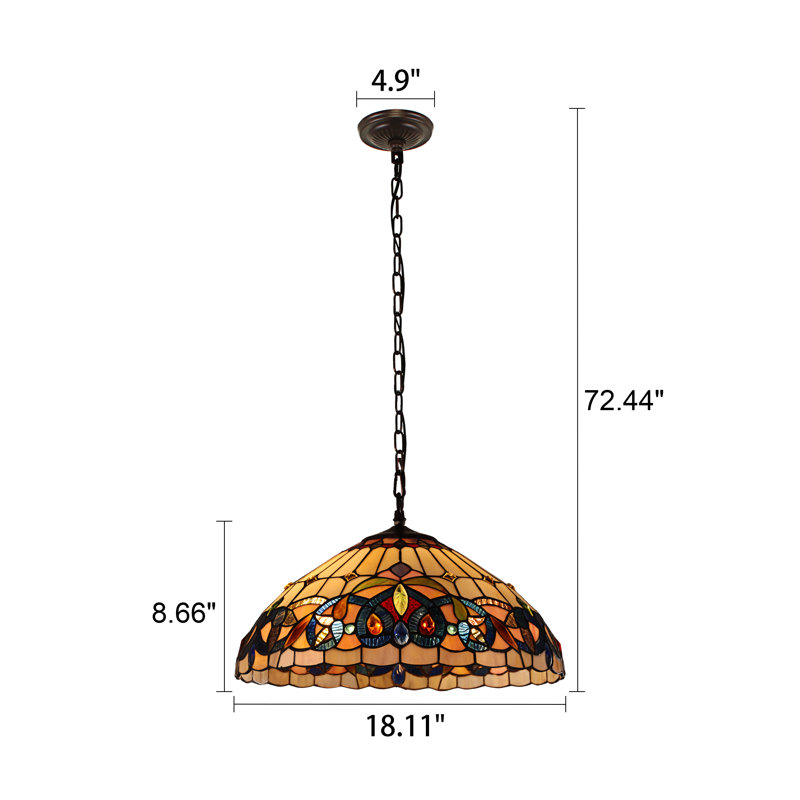 Luminaire suspendu 2 lumières en bronze noirâtre de style Tiffany Zainab