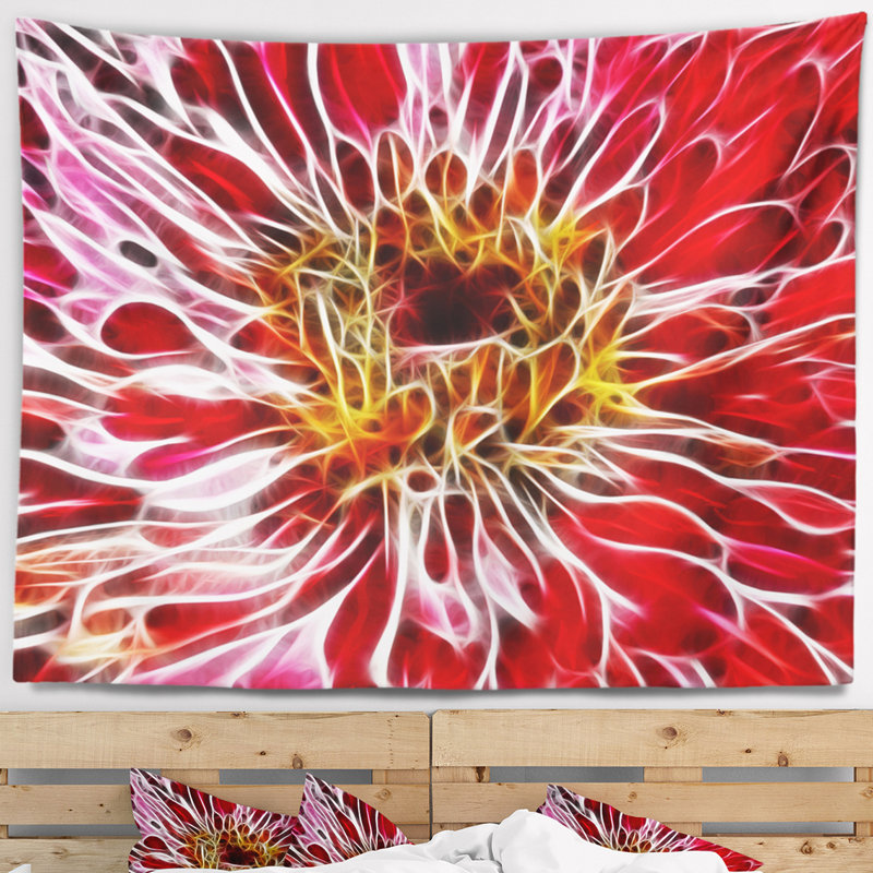 Tapisserie fleur d’art numérique floral, H 50 po x l 60 po