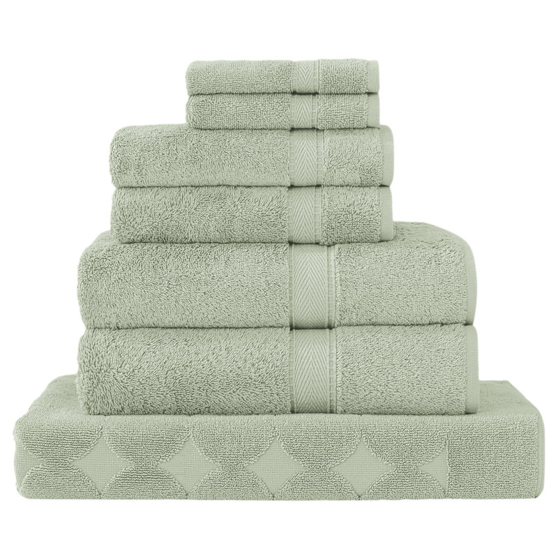 Ensemble de serviettes en coton turc 6 pièces Sinemis, Vert
