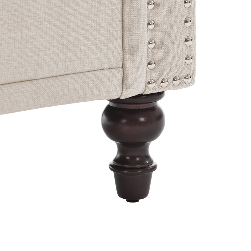 Banc de rangement rembourré en velours / lin avec compartiments de rangement segmentés, Lin beige