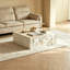 Table basse géométrique contemporaine de 39,3 pouces en faux travertin à texture ciselée